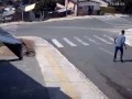 Man stops a car from crashing by jumping in it