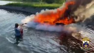 Гидроцикл взорвался на воде в Иркутске